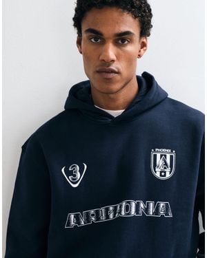 ASOS Relaxed Hoodie With Pigment Print - Blue
