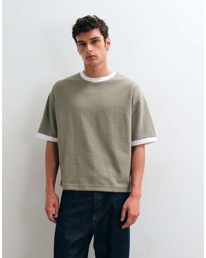 ASOS T-Shirt Boxy Oversize Con Bordi A Contrasto - Grigio