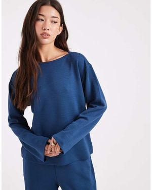 Vero Moda Soft Jersey Boat Neck Sweatshirt Co-ord - Blue