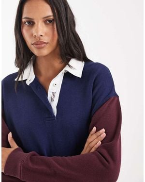GANT Sudadera Marino Y Burdeos Con Cuello Tipo Polo De Rugby - Azul