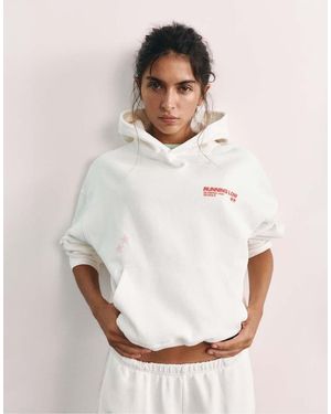 Pull&Bear Running Graphic Hoodie - White