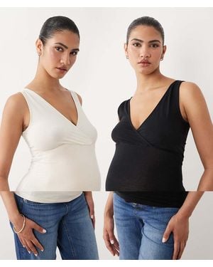 Mama.licious Mamalicious Maternity 2 Pack Nursing Wrap Front Vests - Black