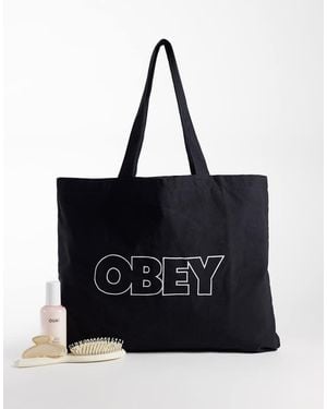 Obey Outline Logo Canvas Tote Bag - Black