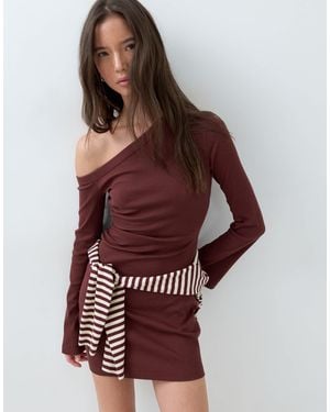 ASOS Cotton Asym Rib Mini Dress - Red