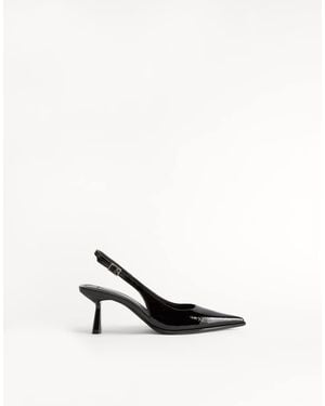 Bershka Kitten Heel Slingback Shoes - White