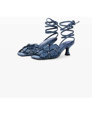Desigual Floral Appliqué Sandal - Blue