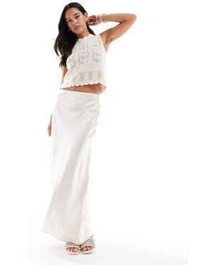 4th & Reckless Satin Column Maxi Skirt - White