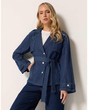 Long Tall Sally Denim Trench Coat - Blue