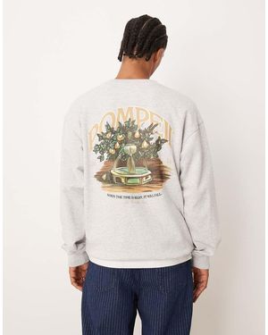 Pompeii UK Pompeii Cotton Sweatshirt With Fountain Graphic Back Print - White