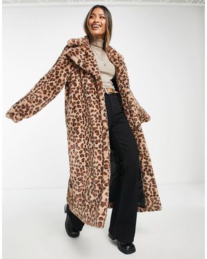 VIOLET ROMANCE Longline Faux Fur Coat - Multicolor