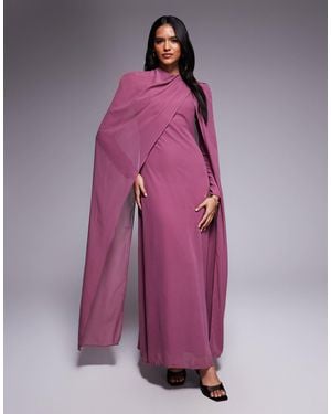 Beauut Robe longue en mousseline effet cape - rose - Violet