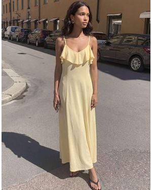 Vero Moda Ruffle Bust Chiffon Midi Cami Dress - Natural