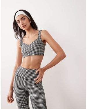 Abercrombie & Fitch – ypb – sport-bh mit herzausschnitt und em hahnentrittmuster, kombiteil - Grau