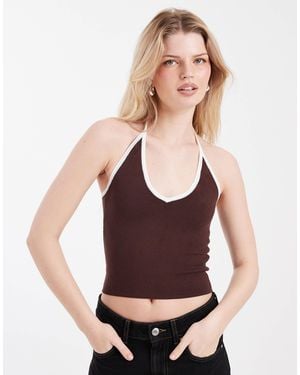 Cotton On Halter Knit With Contrast Bind - Purple