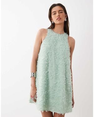 Y.A.S Textured Racer Neck Mini Dress - Green