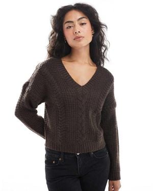Wednesday's Girl Cropped Cable Knit Jumper - Black