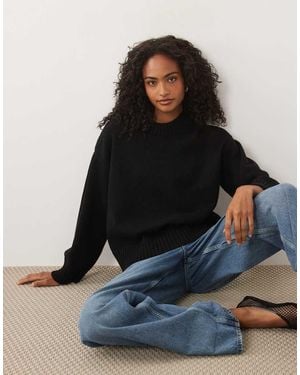 Gina Tricot Maglione Girocollo Con Maniche Ampie - Nero