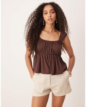 ASOS Milkmaid Babydoll Swing Top - Brown