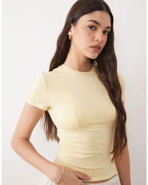 Miss Selfridge Sculpted Short Sleeve Tee - Natural