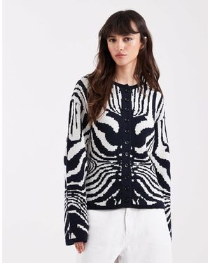 ASOS – strickjacke mit zebra-jacquardmuster - Schwarz