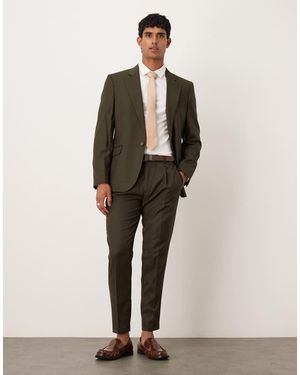 ASOS Pantaloni Da Abito Affusolati Oliva Testurizzato Mélange - Neutro