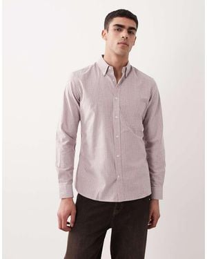 Mango Classic Striped Long Sleeve Shirt - Pink