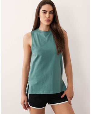 4505 Icon Cotton Drop Armhole Vest With Quick Dry Finish - Green