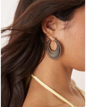 ASOS Orecchini A Cerchio Color Bronzo Con Design Intrecciato - Marrone