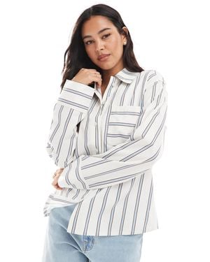 ASOS Oversized Cotton Poplin Shirt With Contrast Stripe Details - White