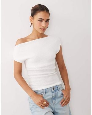 ASOS Slubgaren Top Met Asymmetrisch Detail - Wit