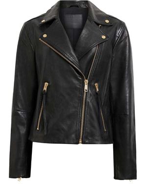 AllSaints Chaqueta Biker Negra Y Dorada Dalby De -Negro