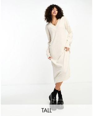 ONLY Knitted V Neck Maxi Dress - Natural