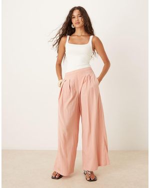 Mango Light Weight Wide Leg Trousers - Pink