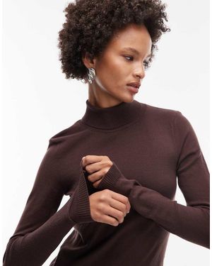 ASOS Jersey Chocolate Con Cuello Vuelto De Punto Fino De - Marrón