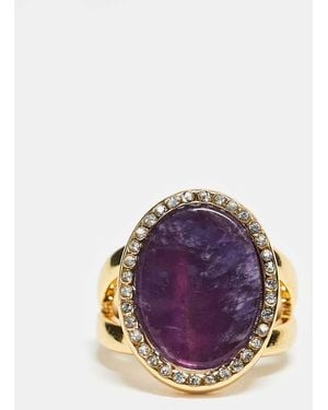 ASOS Ring With Statement Faux Precious Stone And Crystal Detail - Blue