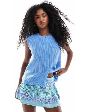 Cotton On Lounge Knit Button Up Vest - Blue
