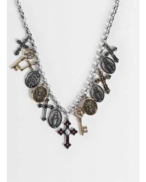 Reclaimed Vintage Unisex Antique Charm Necklace - Metallic