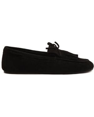 OFF THE HOOK Kennet Suede Fringe Moccasin Loafers - Black
