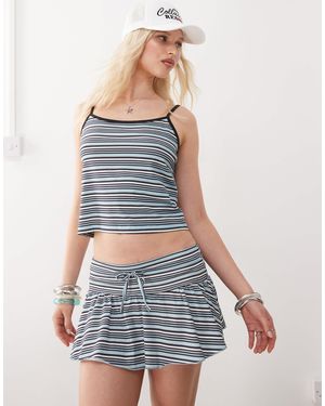 Collusion Mini Stripe Ruffle Skirt - Blue