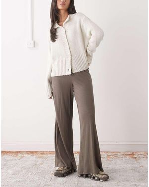 Noisy May Pantalones Marrones De Pernera Ancha De Canalé De - Neutro