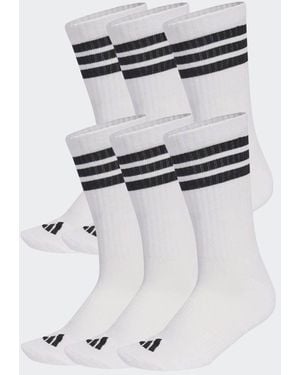 adidas Originals 3-Stripes Essentials Cushioned Crew Socks 6 Pair Pack - Grey