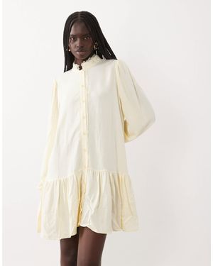 Miss Selfridge Mandarin Inspired Collar Smock Dress - Natural