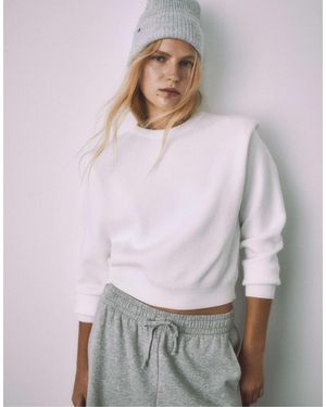 Stradivarius Pull en maille à épaulettes - écru - Blanc