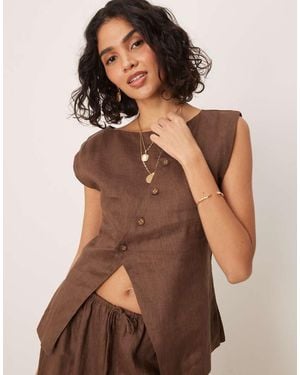 Vrg Grl Aria Linen Vest - Brown