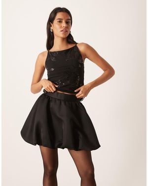 Gina Tricot Satin Mini Balloon Skirt - Black