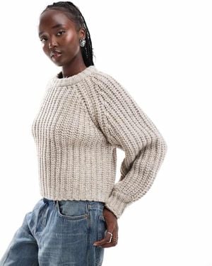 Wrangler Knitted Jumper With Balloon Sleeves - Grey