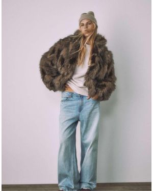 Stradivarius Faux Fur Bomber Jacket - Multicolour