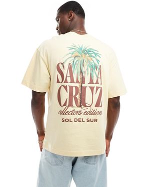 Jack & Jones Oversized T-Shirt With Santa Cruz Back Print - Natural