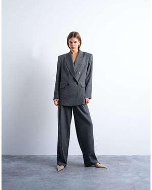 TOPSHOP Tonic 80s Double Breasted Oversized Suit Blazer - White