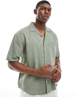 Only & Sons Linen Mix Relaxed Resort Shirt - Green